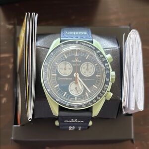 Omega / Swatch Blue and Green Watch